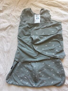 Halo Baby Sleep Sack Swaddle in Sage with White Bird Print